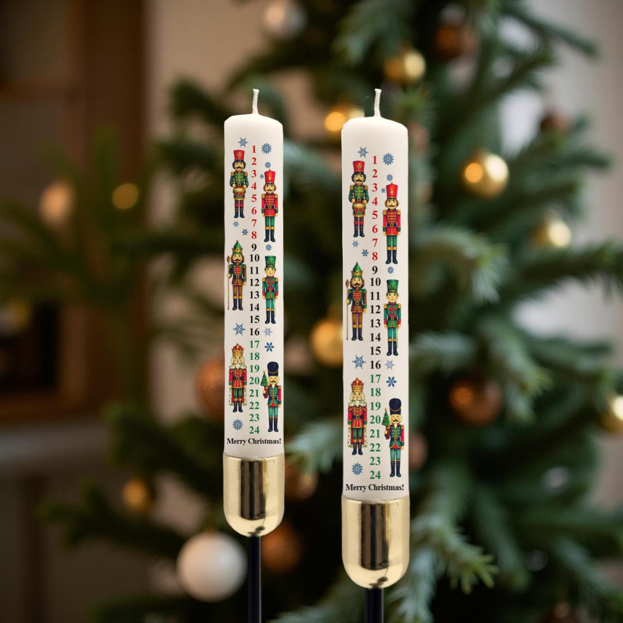 Nutcracker Advent Calendar Taper Candles: Christmas Countdown, Holiday Illustrations