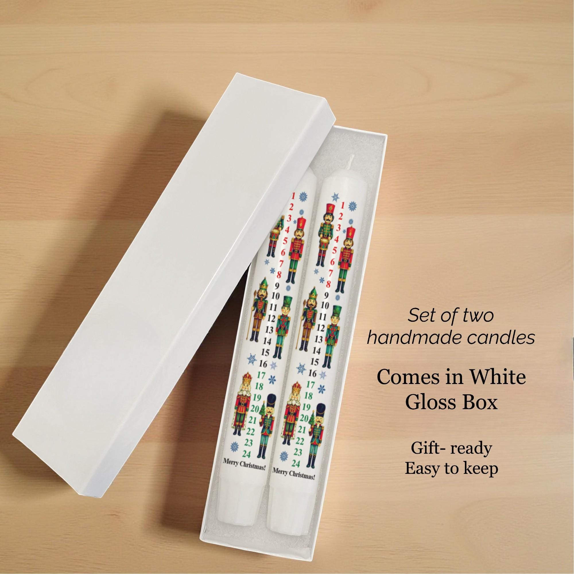Nutcracker Advent Calendar Taper Candles: Christmas Countdown, Holiday Illustrations