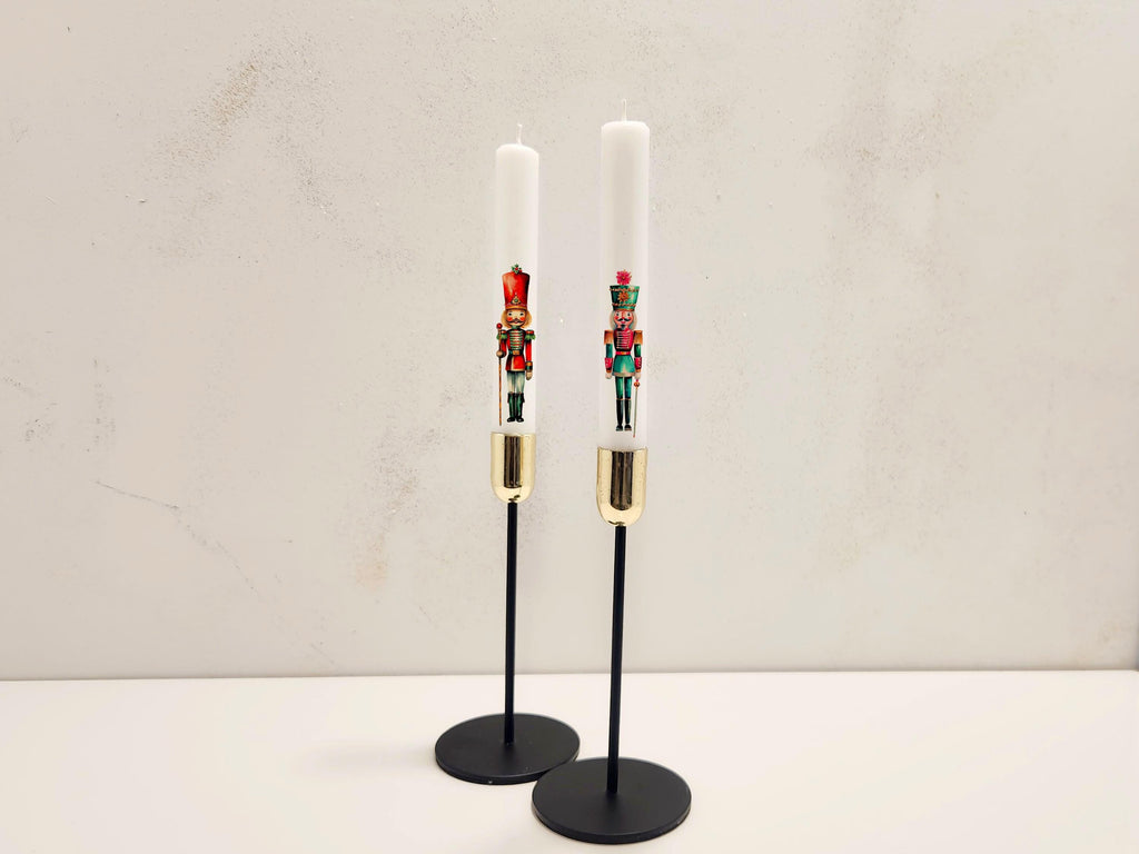 Nutcracker Taper Candles Set: Handcrafted Christmas Holiday Decor