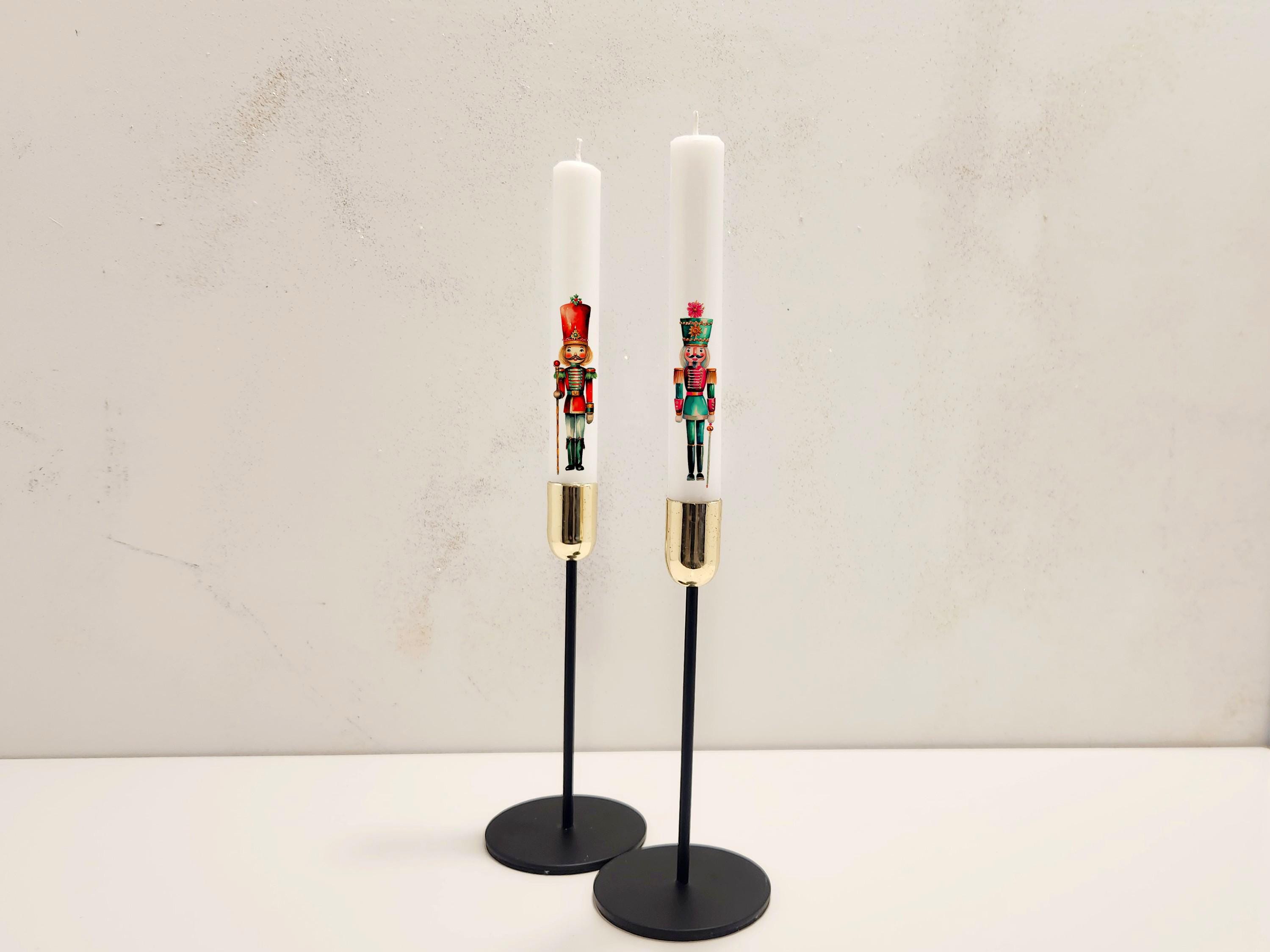 Nutcracker Taper Candles Set: Handcrafted Christmas Holiday Decor