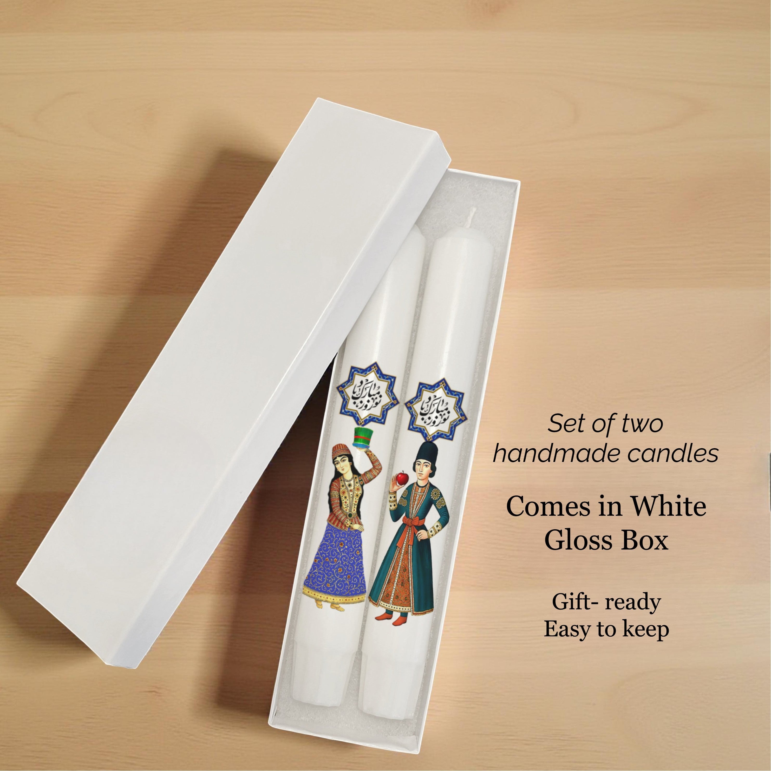 Nowruz Mubarak Candle Set – Handmade Traditional Persian New Year Décor