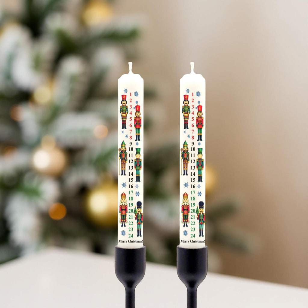 Nutcracker Advent Calendar Taper Candles: Christmas Countdown, Holiday Illustrations