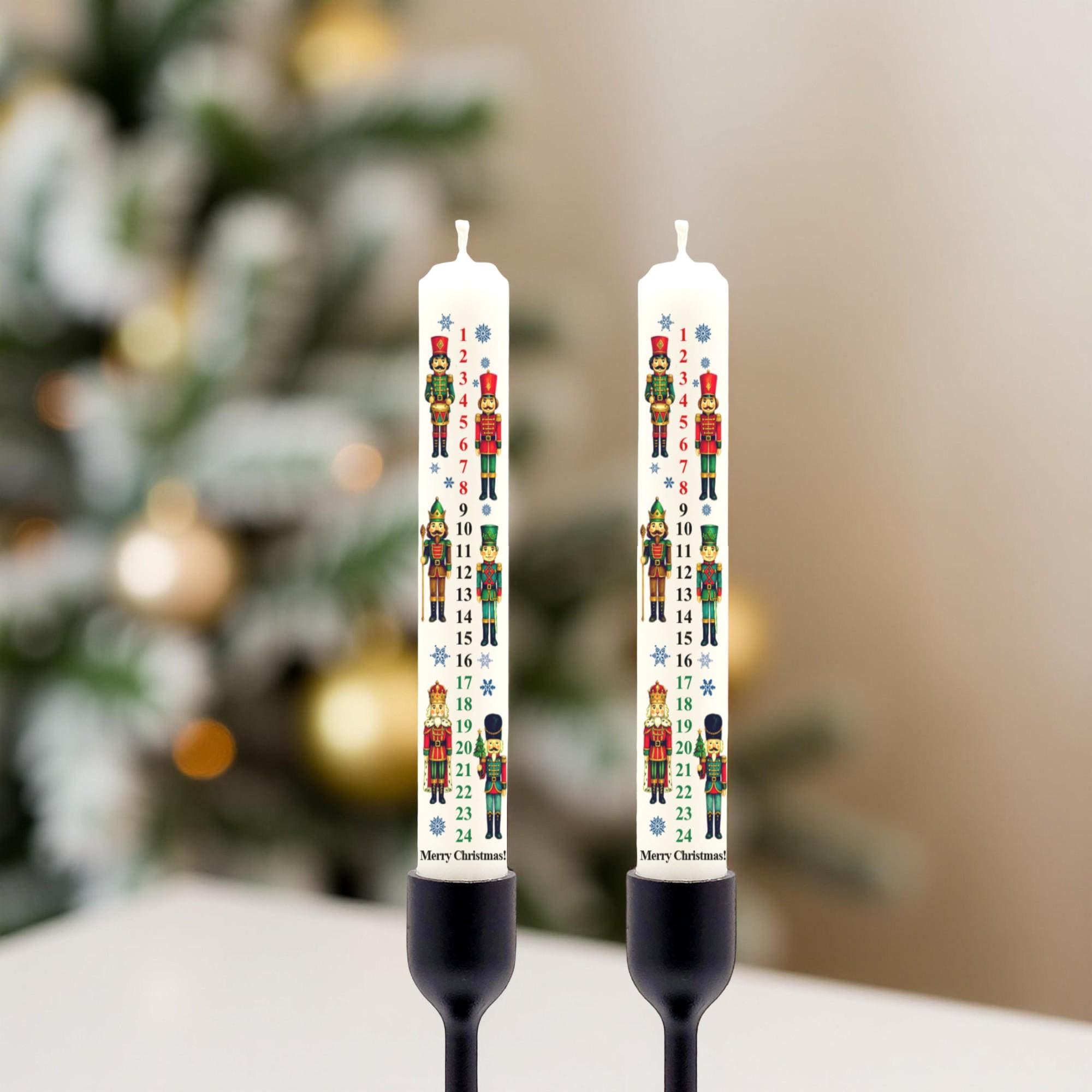 Nutcracker Advent Calendar Taper Candles: Christmas Countdown, Holiday Illustrations