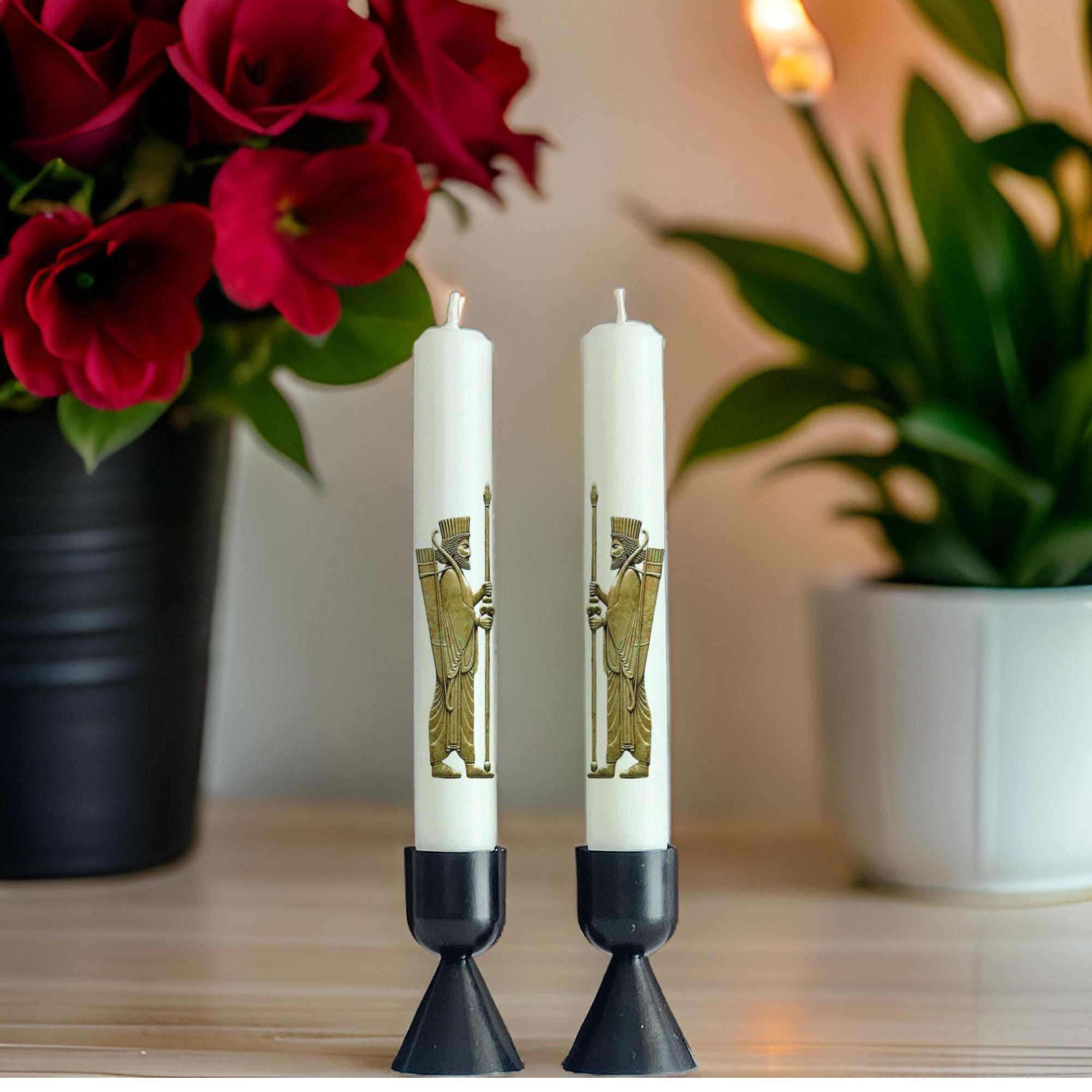 Persian Warrior Taper Candles: Haft-Seen Nowruz Decor Set