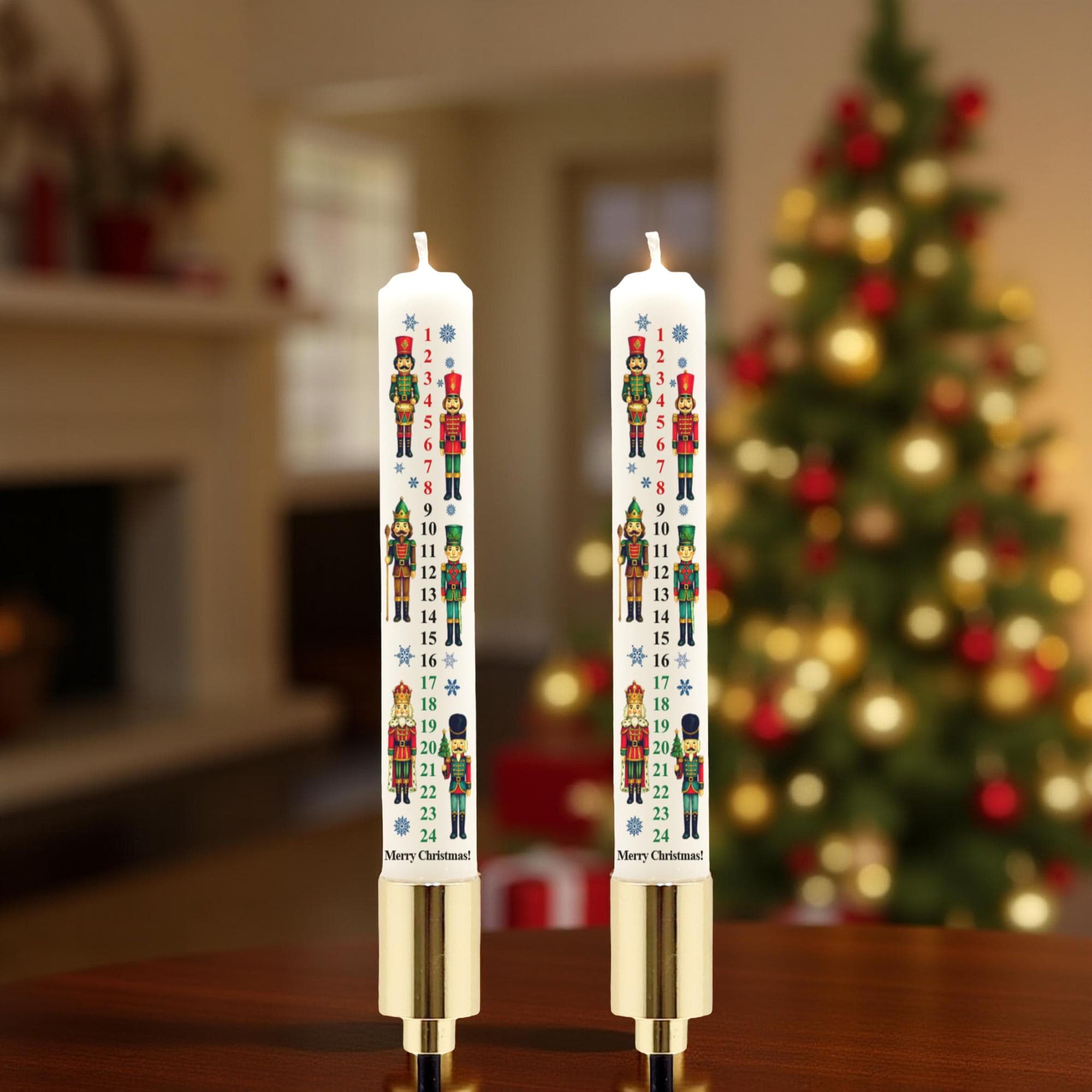 Nutcracker Advent Calendar Taper Candles: Christmas Countdown, Holiday Illustrations