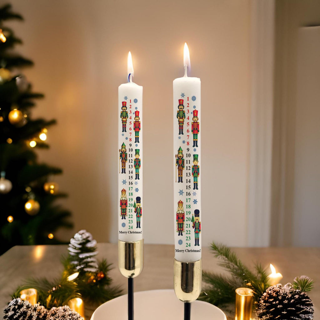 Nutcracker Advent Calendar Taper Candles: Christmas Countdown, Holiday Illustrations
