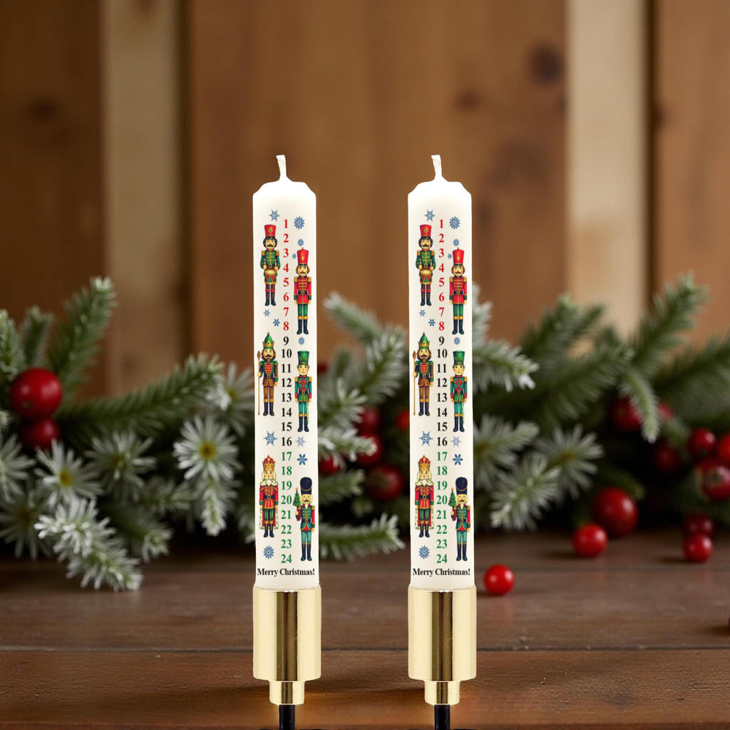 Nutcracker Advent Calendar Taper Candles: Christmas Countdown, Holiday Illustrations
