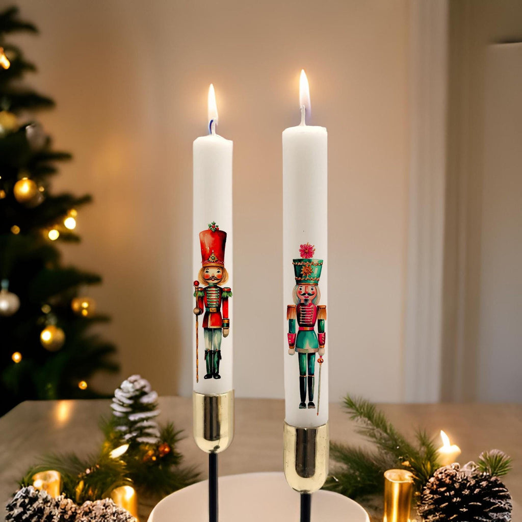 Nutcracker Taper Candles Set: Handcrafted Christmas Holiday Decor
