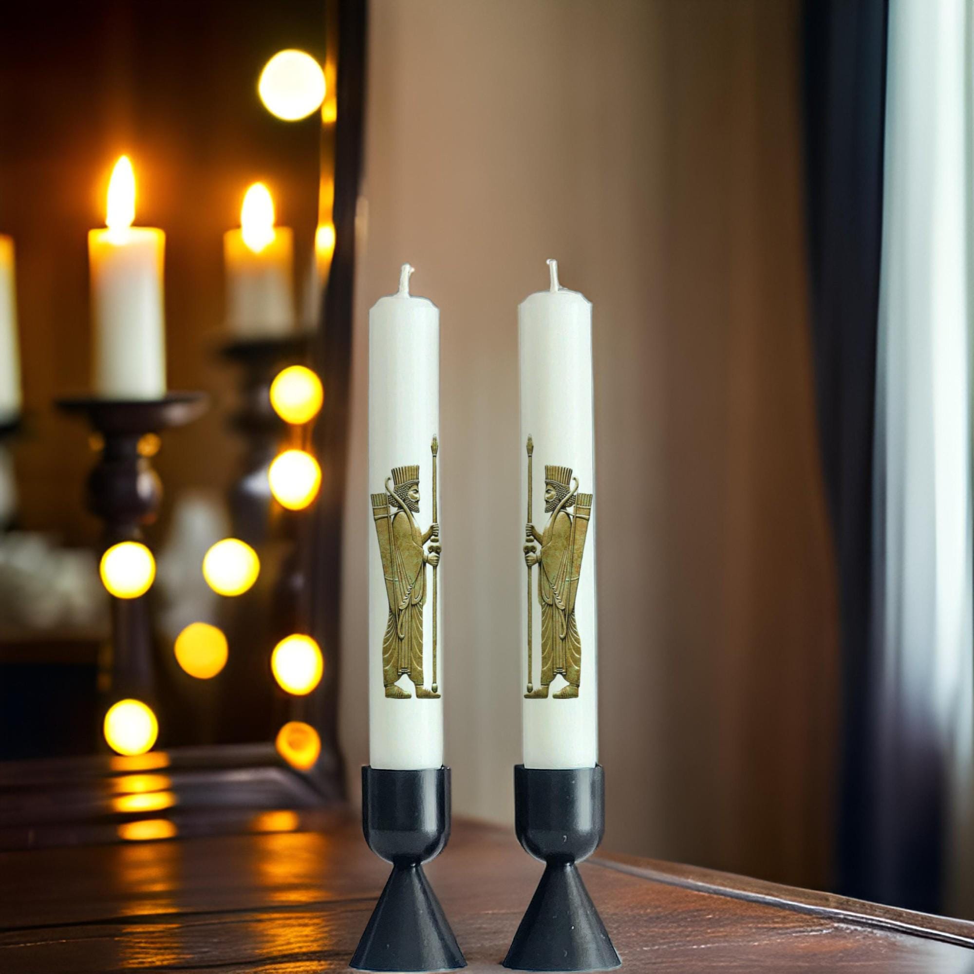 Persian Warrior Taper Candles: Haft-Seen Nowruz Decor Set