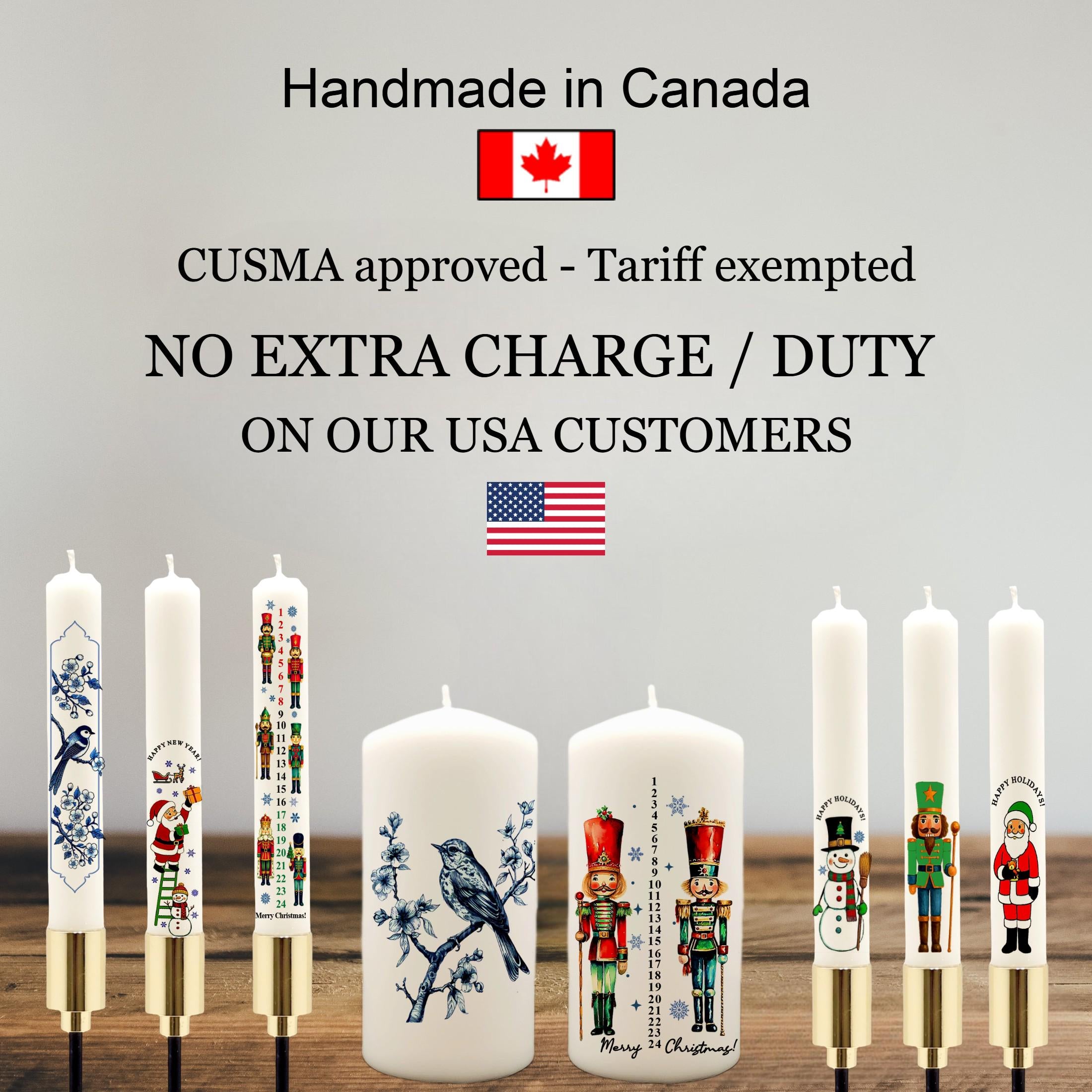 Christmas Taper Candle Set: Santa & New Year Tree Design