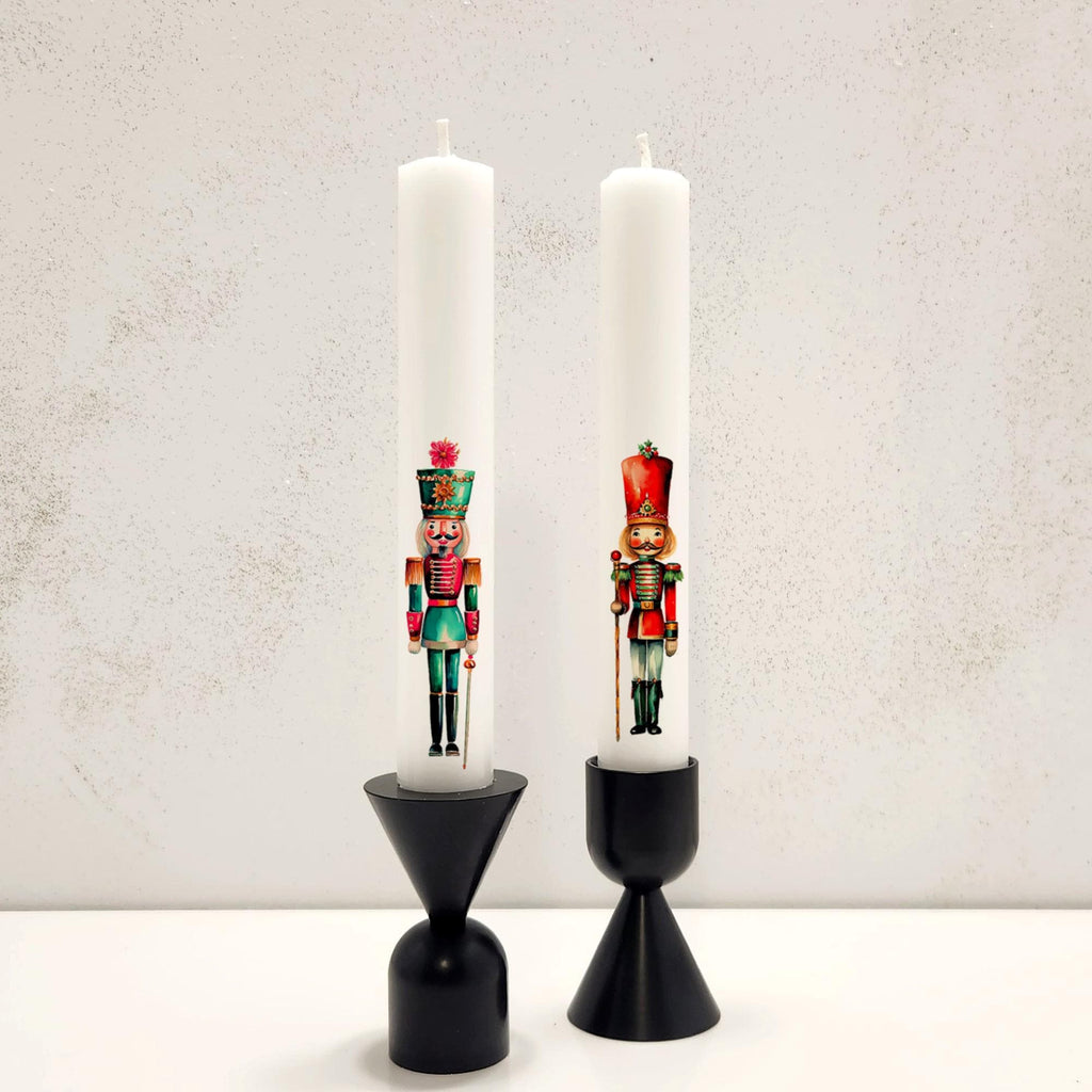 Nutcracker Taper Candles Set: Handcrafted Christmas Holiday Decor