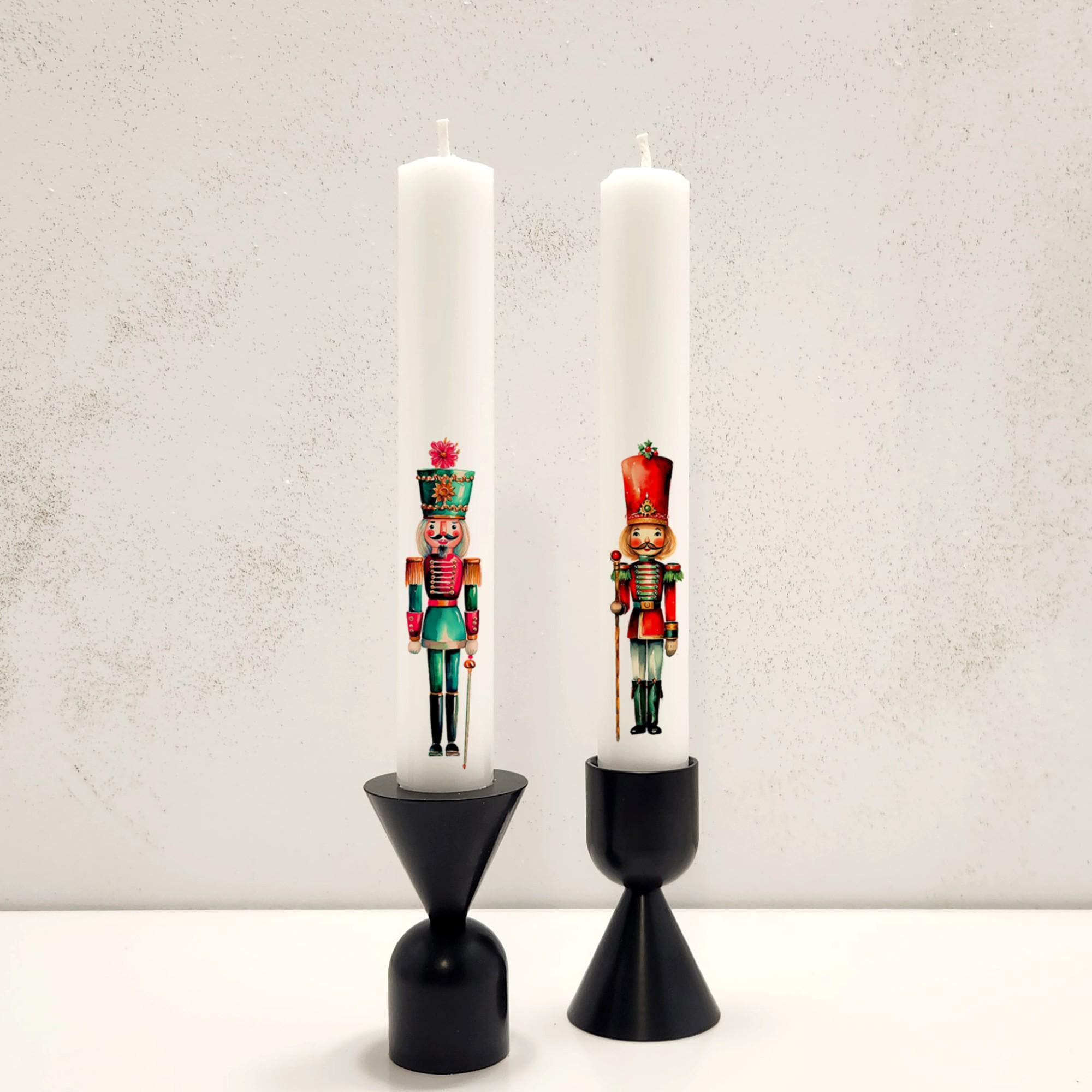 Nutcracker Taper Candles Set: Handcrafted Christmas Holiday Decor