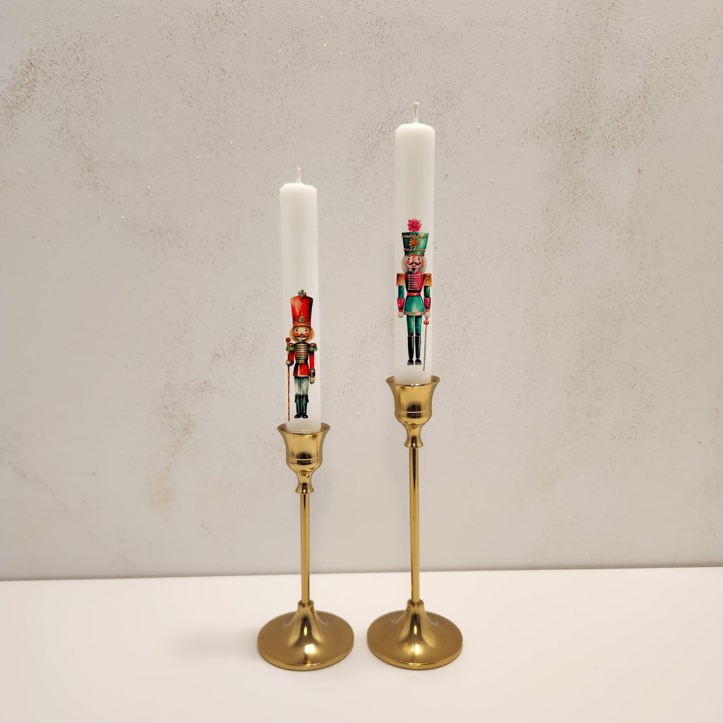 Nutcracker Taper Candles Set: Handcrafted Christmas Holiday Decor