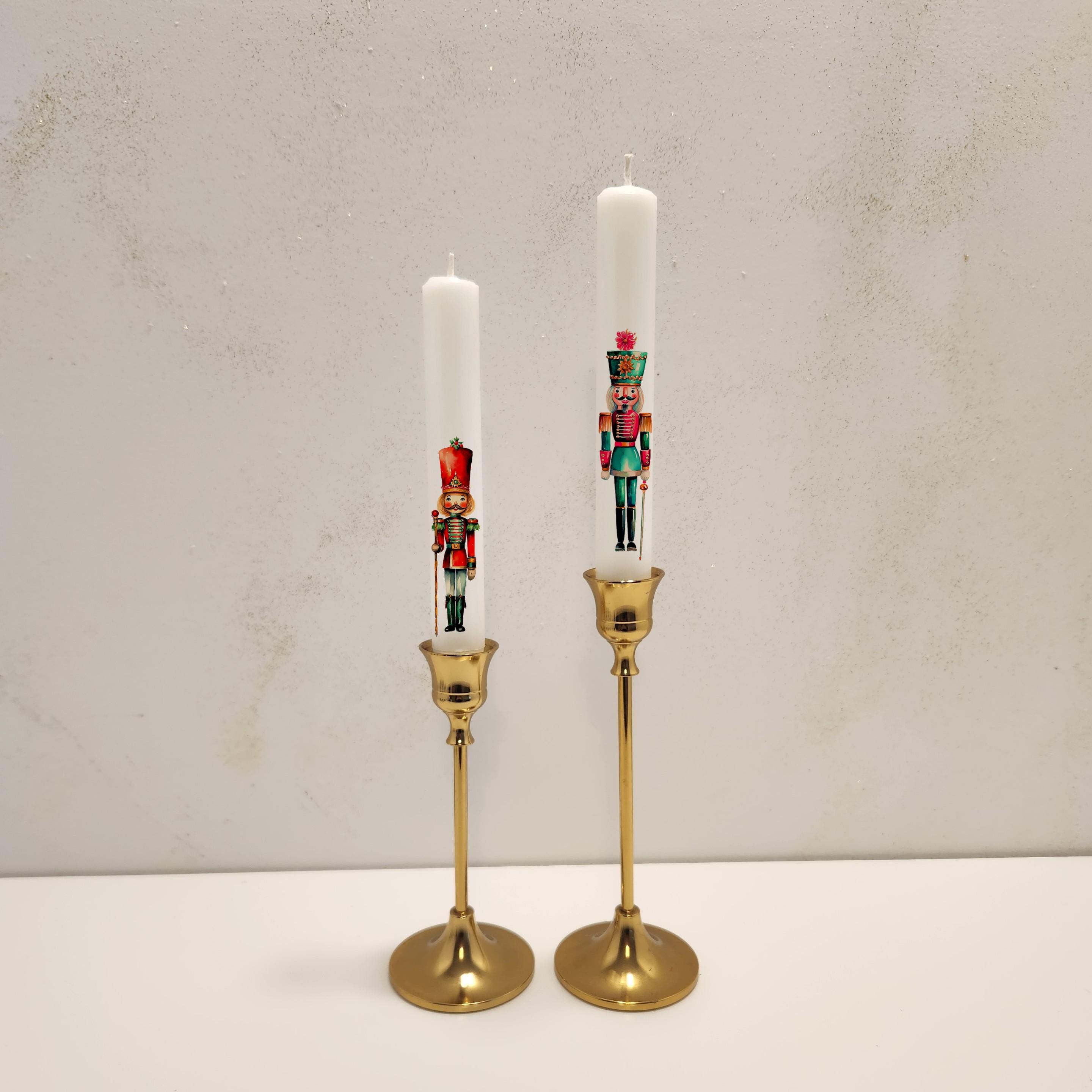 Nutcracker Taper Candles Set: Handcrafted Christmas Holiday Decor