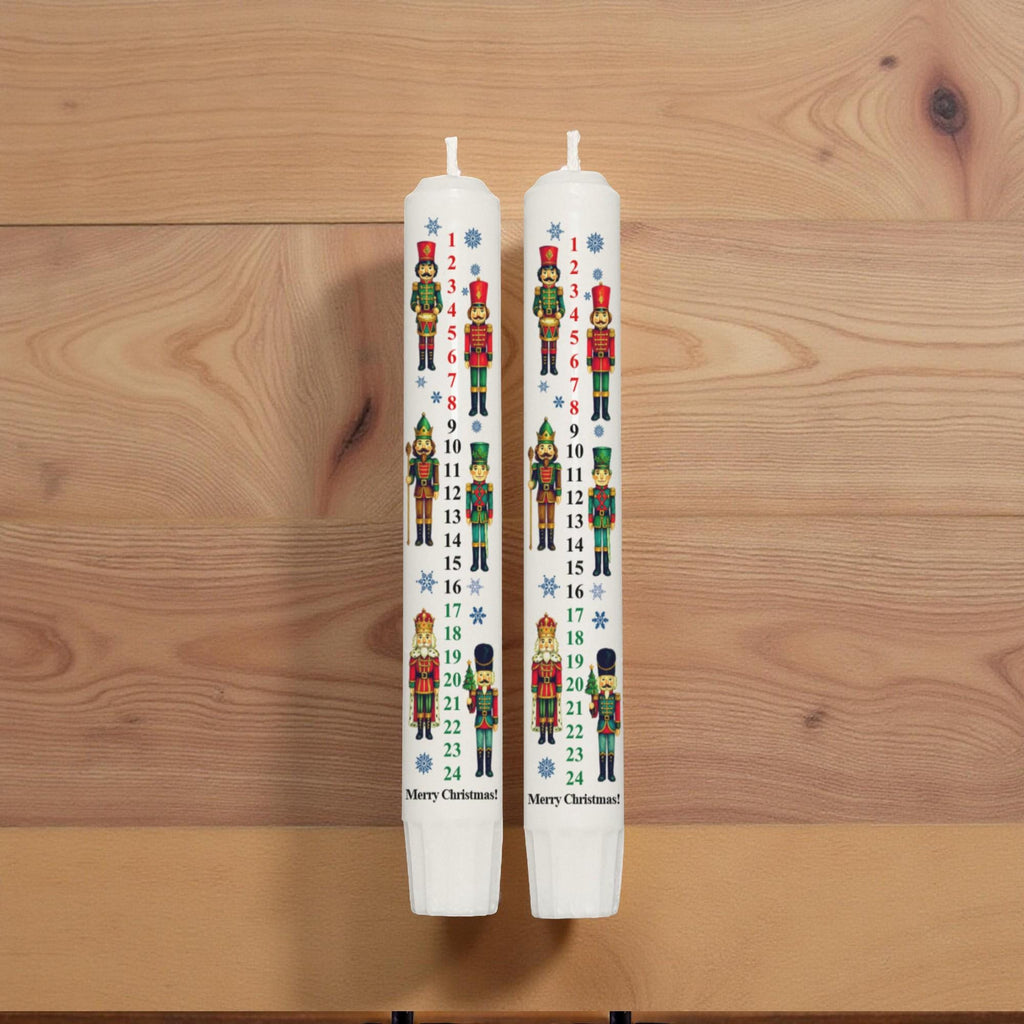 Nutcracker Advent Calendar Taper Candles: Christmas Countdown, Holiday Illustrations