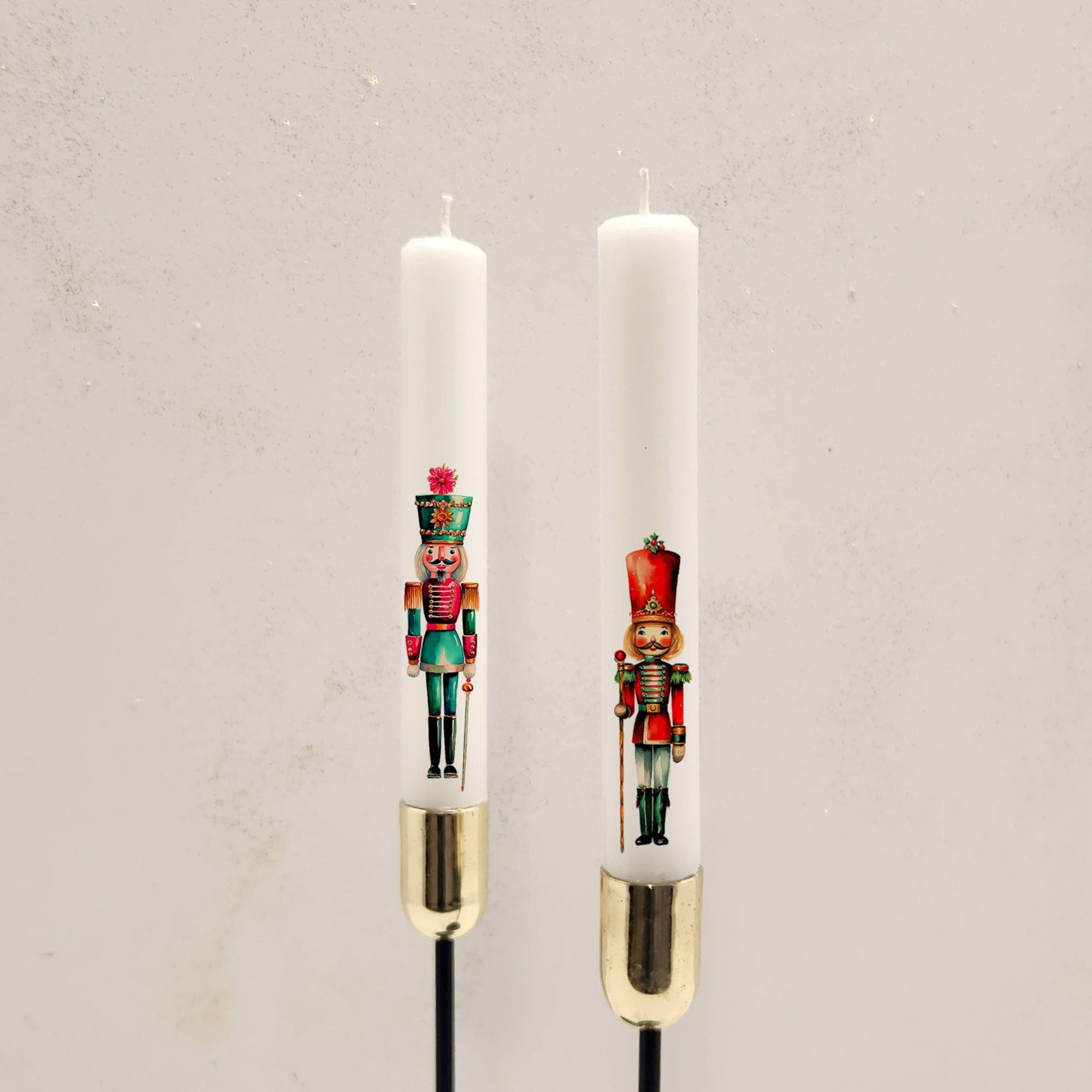 Nutcracker Taper Candles Set: Handcrafted Christmas Holiday Decor