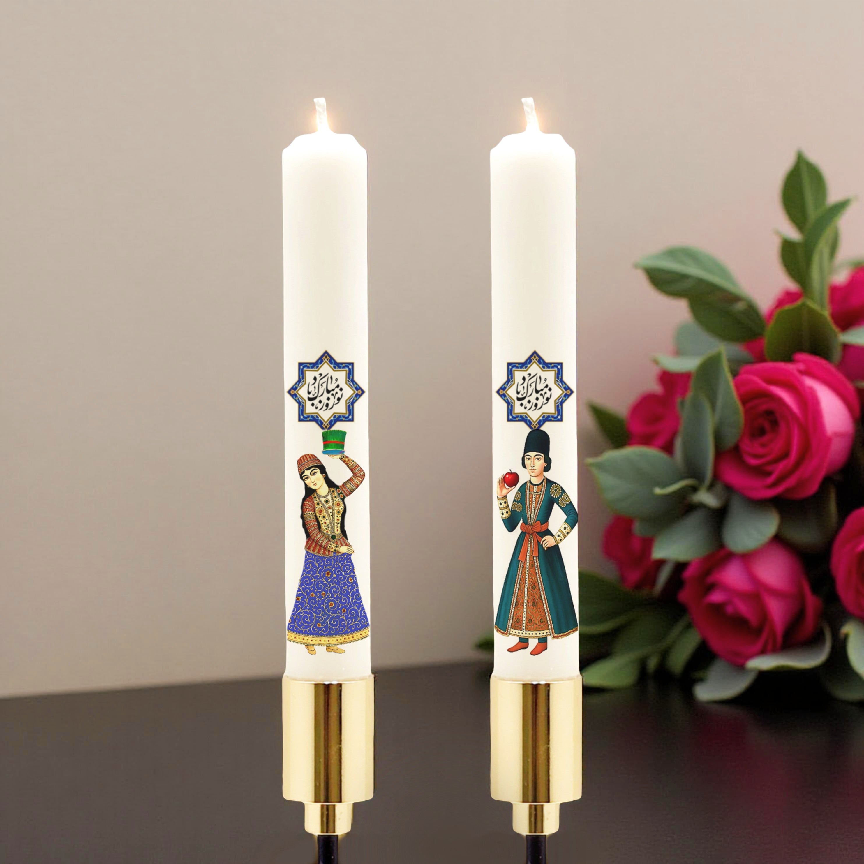 Nowruz Mubarak Candle Set – Handmade Traditional Persian New Year Décor